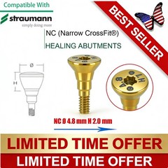 NC Titanium Healing Abutment & Closure Cap Fit Straumann ITI BLT Narrow CrossFit