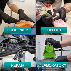 Black Vinyl Exam Gloves, 4Mil, Disposable Gloves Latex-Free, for Medical, Cookin