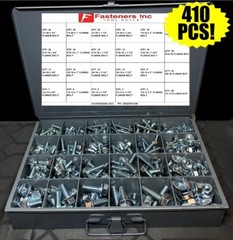 Grade 5 Zinc Serrated Hex Flange Bolt & Flange Nut Assortment Kit – 410 Pieces!