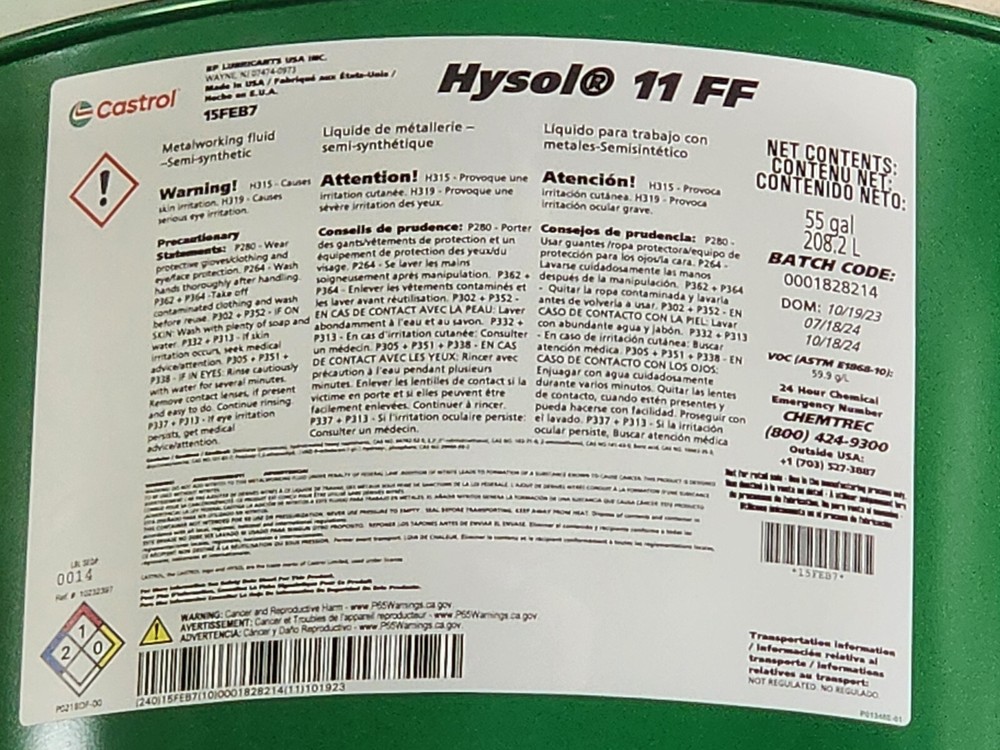 Castrol Hysol 11 FF, 5 gallon pail.