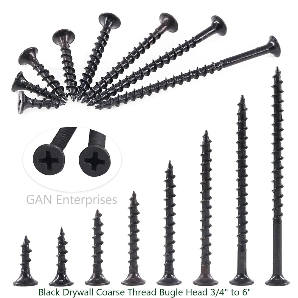 Phillips Bugle Head ( 3/4″ – 6″ ) phosphate Black Coarse Drywall / Wood Screws
