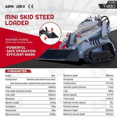 3300 lbs 1.5Ton Crawler EPA Mini Skid Steer 23HP 739cc 3-Pumps Loader 2025 USA