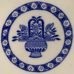 Vintage Jackson China Blue White Floral Basket Oval Serving Bowl Restaurant 9.75