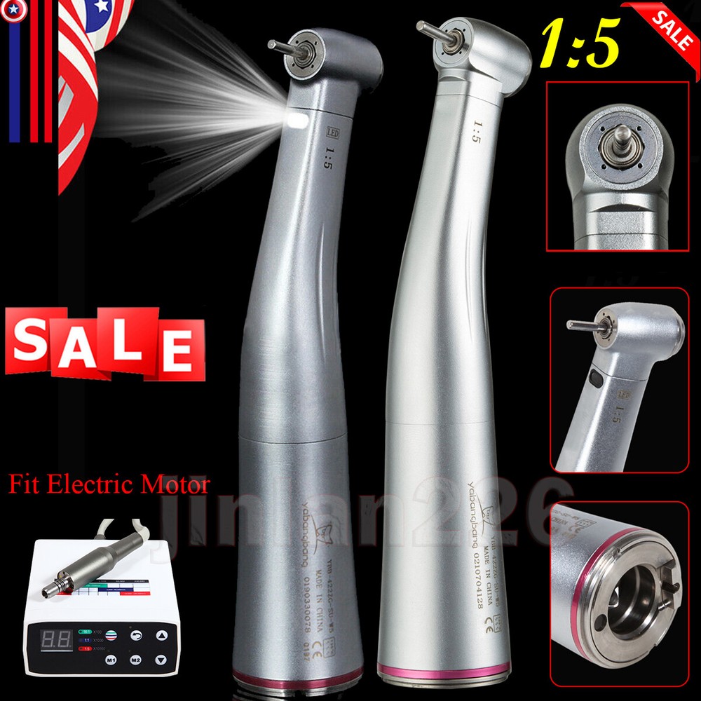 Dental 1:5 Increasing Contra Angle Optic LED Handpiece Fit NSK Electric Motor ++