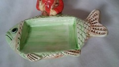 Ceramic Business Card Holder Fisherman/Fish OCI 1992 Sri Lanka