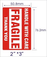 2 Rolls 500/Roll 2×3 FRAGILE Stickers Adhesive Handle with Care Shipping Labels