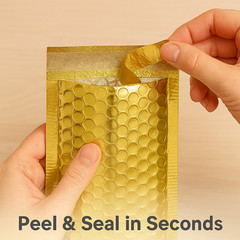 #000 4″x8″ (Inner Size 4″ x 7″)Matte Metallic Gold Poly Bubble Mailers Bags