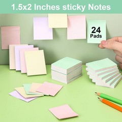24 Packs Small Sticky Notes Bulk 1.5×2 Inch Mini Self Stick Note Pads, One Bo…