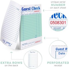 Guest Check Books Guest Checks for Servers, Server Note Pads, Waitress booklets