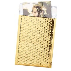 100 #0 Glamour Metallic Gold Poly Bubble Mailers Envelopes Bags 6×10 DVD Wide CD