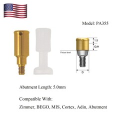 Dental Zest Locator Attachment Abutment for Zimmer ZimVie 3.5mm Implant platform