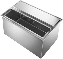 18 in. x 24 in. Stainless Steel Drop-In Ice Bin with Sliding Cover NSF | Drop In