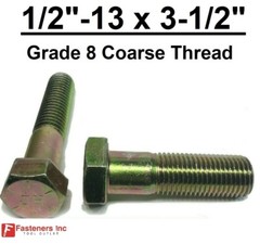 1/2-13 x 3-1/2″ (PT) Hex Bolt Yellow Zinc Plated Grade 8 Cap Screw Coarse Thread