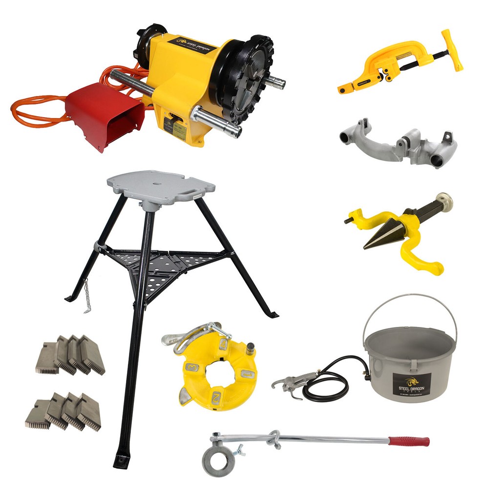Steel Dragon Tools® 300 Pipe Threading Machine works with RIDGID® 811A Die Head