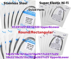 100PCS Dental Orthodontic Arch Wire Niti Stainless Steel Round Rectangular Ovoid