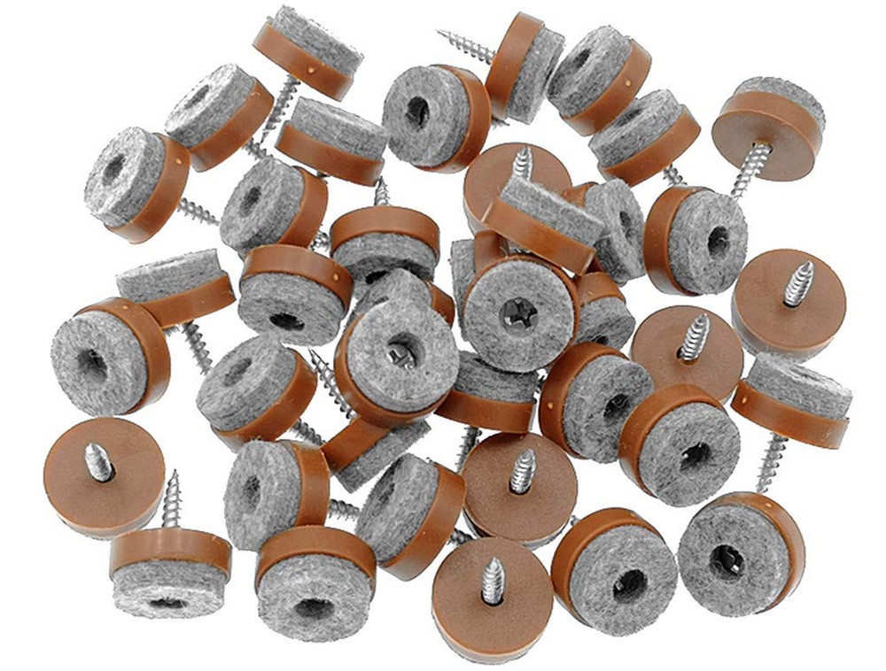 ALIMITOPIA 40pcs Screw-on Furniture Felt Pad Chair Glide 28mm(Brown), Brown