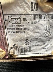 NEW BOX OF 100 COOPER B-LINE BX9 FLEX CABLE FASTENER, BEAM FASTENER