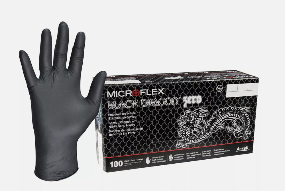 Microflex Black Dragon Powder Free Nitrile Exam Gloves – XL – Box of 100 Gloves