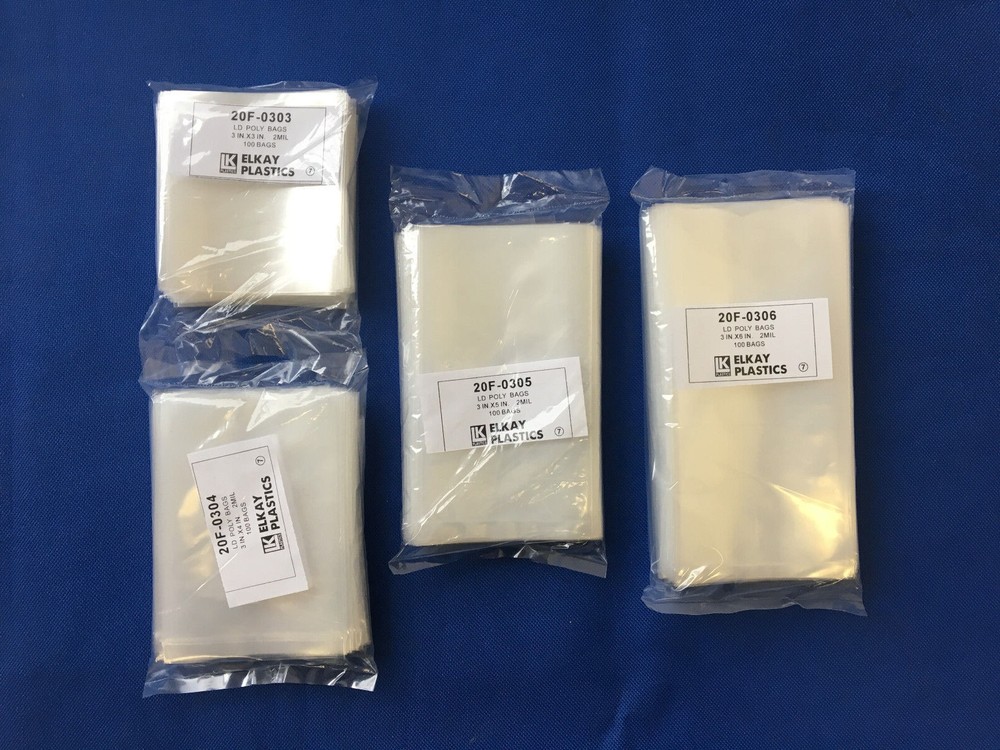 2X5 TO 6X24 ELKAY Plastic Packaging Lay Flat Clear Open Top End 2 MIL Poly Bags