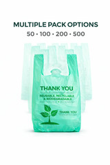 Biodegradable T-Shirt Grocery Shopping Bags Large 22×6.5×12 0.5 Mil Pick Qty
