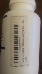 Sodium Sulfite, Anhydrous, Reagent, 99% min., 1lb.