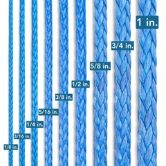 UHMWPE Rope HMPE Winch Pull Line Hoist Rigging all sizes 1/8 inch to 1 inch