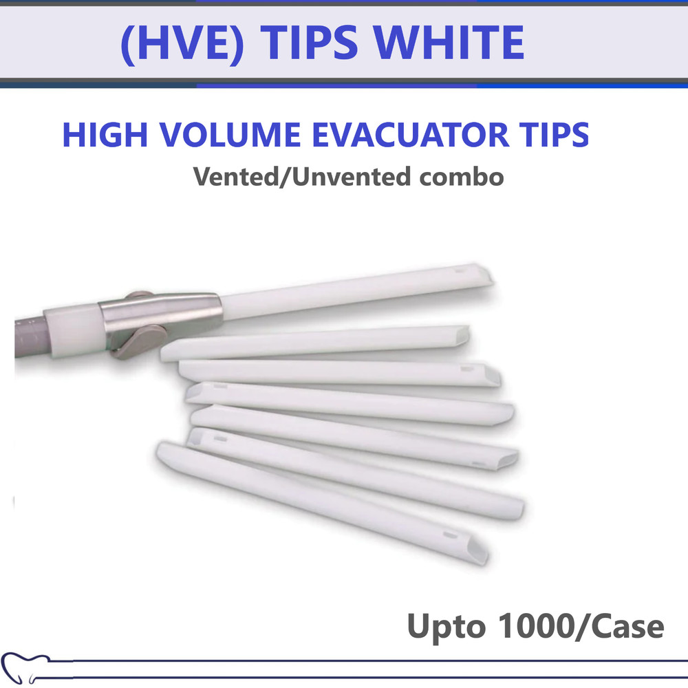 Dental Disposable HVE Suction Tips, 25-1000/Bx Vented High-Volume Evacuation Tip
