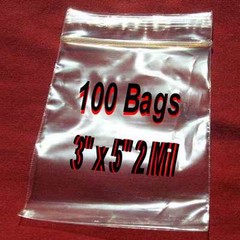 100 3″x 5″ Clear Zip Lock Plastic resealable Poly BAGS-2MIL Jewelry-High Clarity