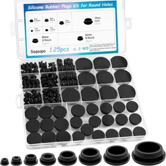 125PCS Rubber Plugs for Round Holes, Black Rubber Hole Plugs, Various…