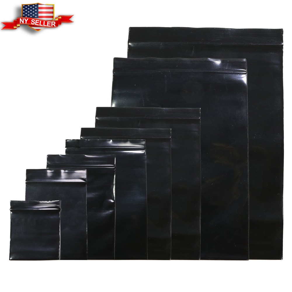100 Flat Black Poly QuickQlick™ Bags Repacking Pouches w/ a Variety of Sizes