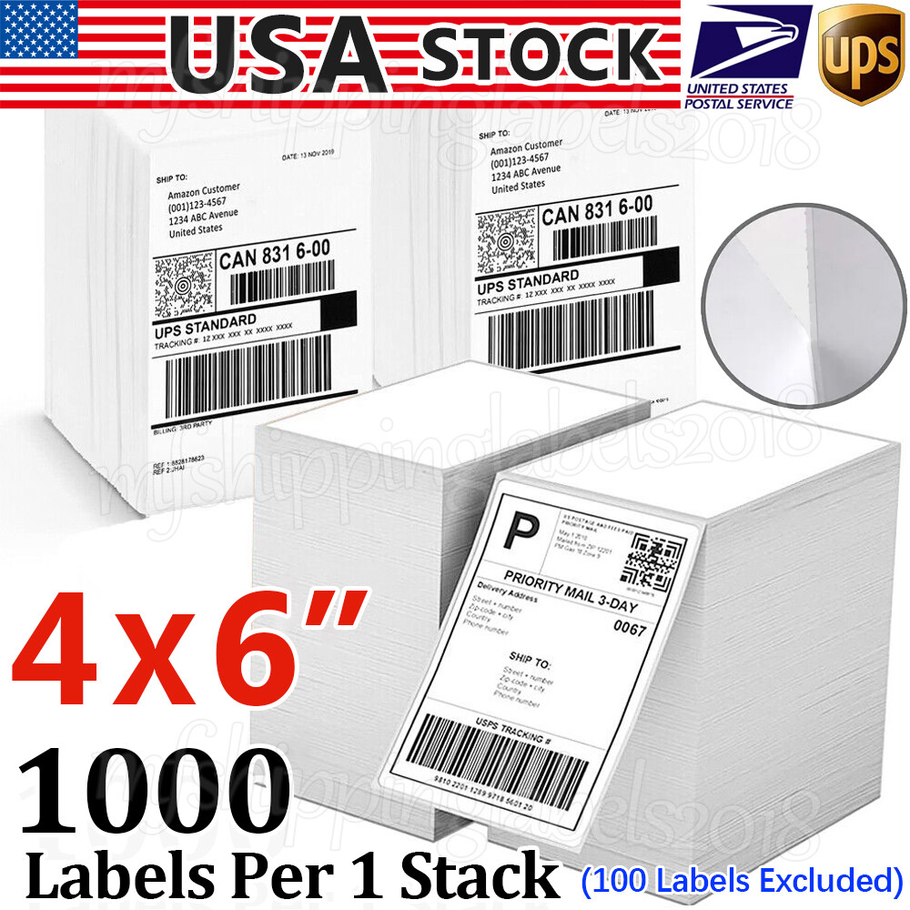 100-10000 4×6 Fanfold Direct Thermal Shipping Labels for Zebra & Rollo Printers