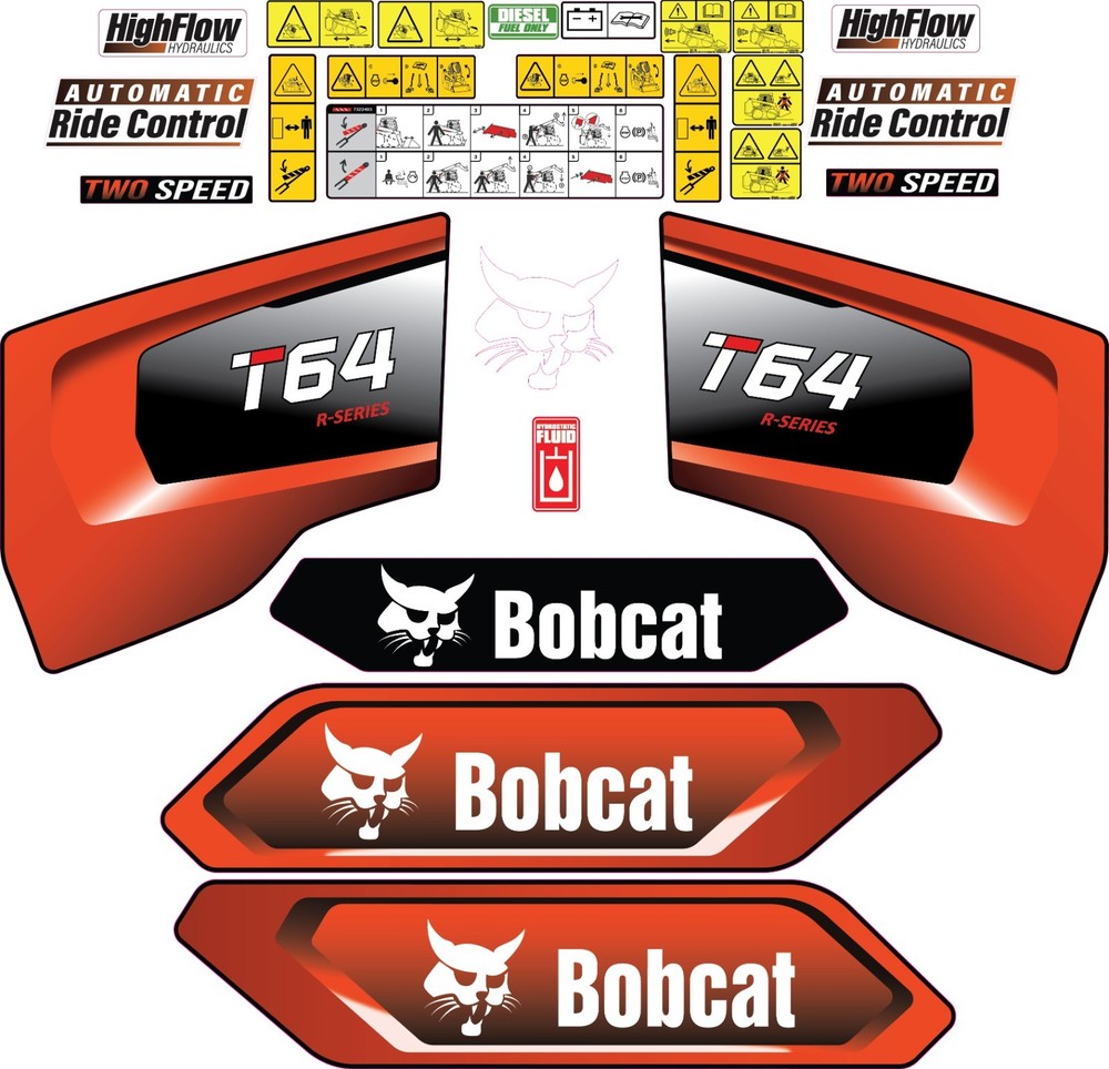 Fits Bobcat T64 Decal Kit Skid Steer / safety decals 3M VINYL / FREE SHIPPING