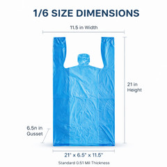 Bags 1/6 Large 21 x 6.5 x 11.5 Blue T-Shirt Plastic Grocery Shopping Bags F&S