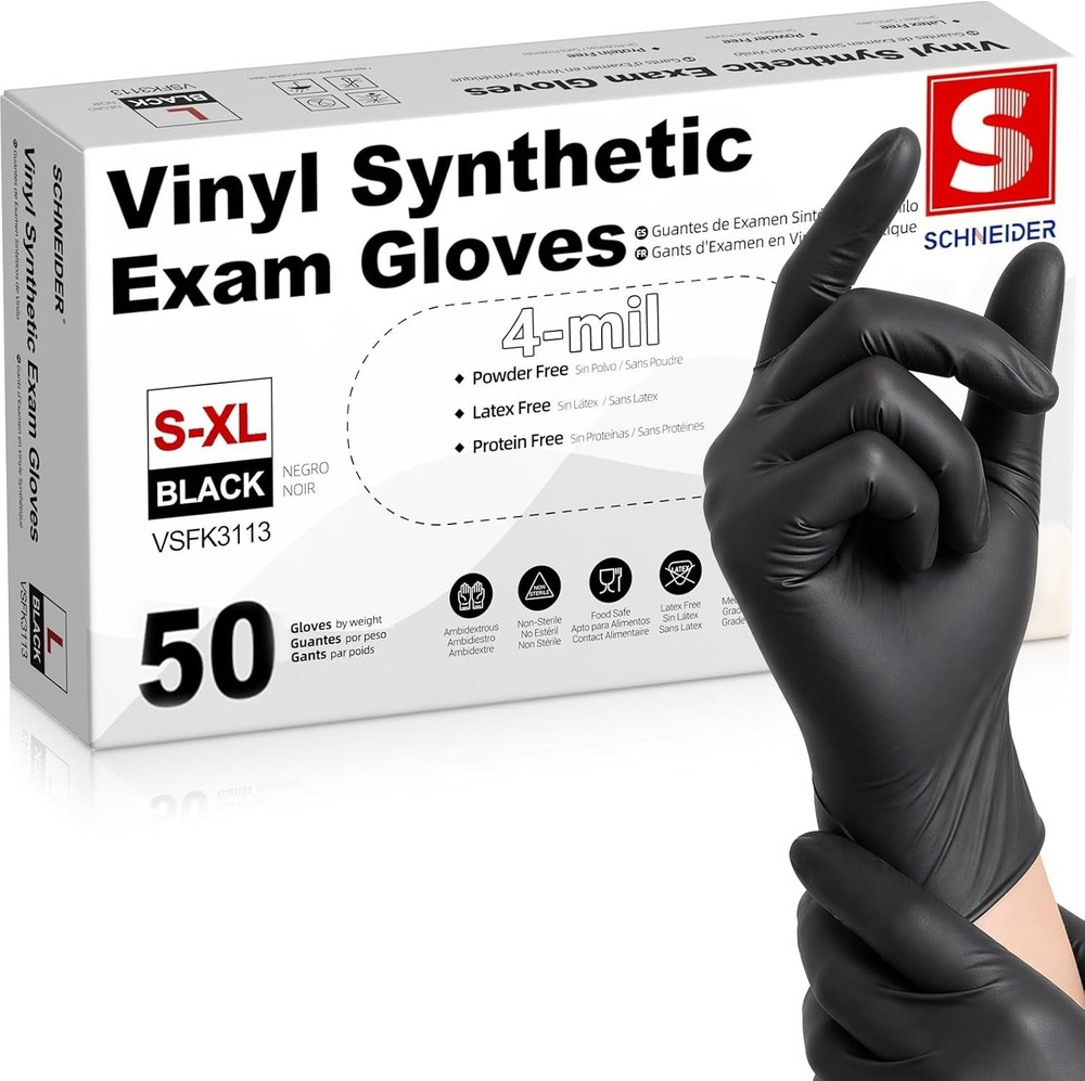 Durable 4 Mil Disposable Gloves – Chemical & Oil Resistant (Pack of 50 Black)