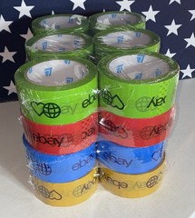 2″ x 75 yards Official eBay Branded Packaging Tape 24 ROLLS Blue Red Green Gold