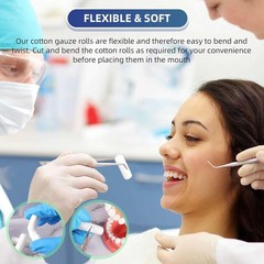 1000 pcs Dental Gauze Cotton Rolls 1-1/2″ x 3/8″, (#2 Medium)