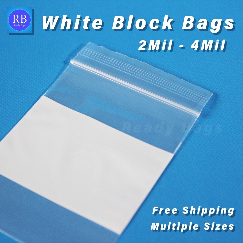 2mil or 4mil White Block Top Lock Seal Bags Writable Reclosable Zip Parts Bag