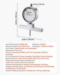 VEVOR Depth Gauge Micrometer 0-22in Range with 4 Anvils and 6 Rods Precision