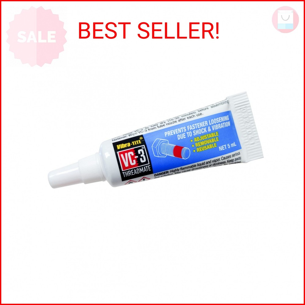 Vibra-TITE 213 VC-3 Threadmate Threadlocker, -65 to 165 Degree F, 5mL Tube, Red