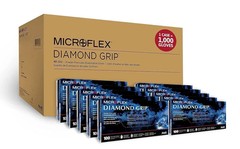 Microflex Diamond Grip Latex Gloves, LARGE, 10 boxes of 100 ea, 1000 pcs Total