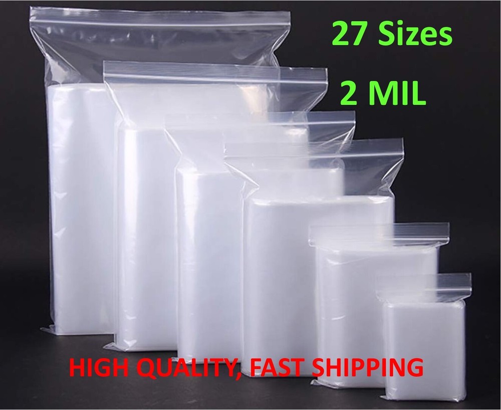 Clear Reclosable Zip Seal Bag Plastic 2 Mil Lock Bags Jewelry Zipper Baggie 2Mil