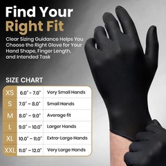 50Pk 6 Mil Black Nitrile Gloves Heavy Duty Disposable Mechanic Food Prep XSmall