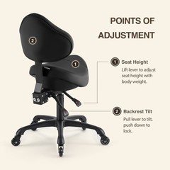 DR.LOMILOMI Ergonomic Saddle Rolling Stool Chair with Backrest 510 KOA