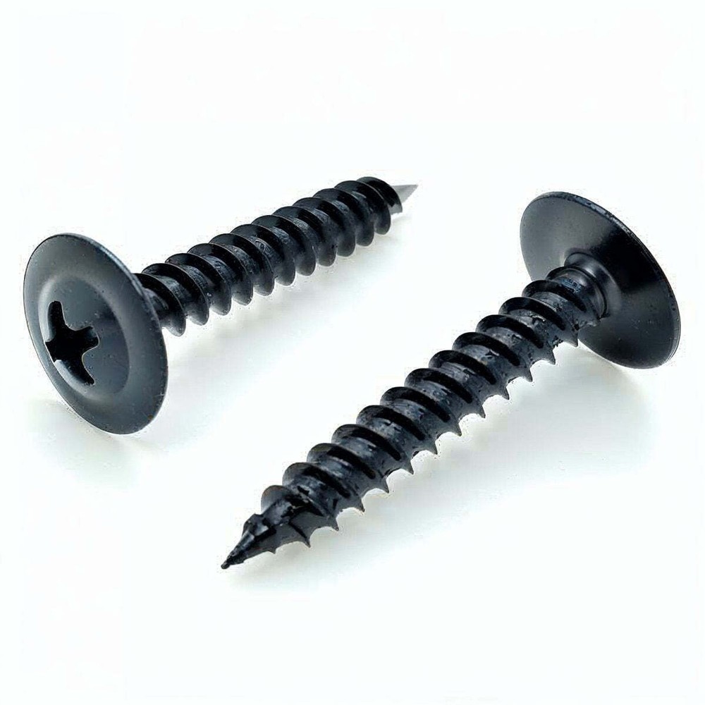 100 Qty #8 x 1″ Black Phillips Modified Truss Head Wood Screws (BCP1079)