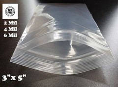 3″ x 5″ Zip Seal 2 Mil 4 Mil 6 Mil Thick Reclosable Top Lock Plastic Zipper Bags