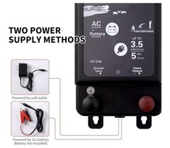 AgriOtter 2 in 1 Electric Fence Energizer Charger Plug-in & 12V Battery EFE-251