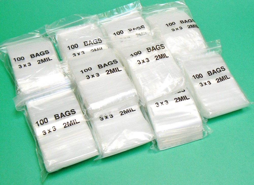 3 x 3 Bags 2mil Clear Reclosable Top Seal Squeeze Lock Bags 3″ Square 1000 Pcs