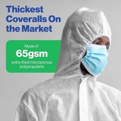 2PCS Disposable Full Body Coverall Suit Protective Isolation Coveralls