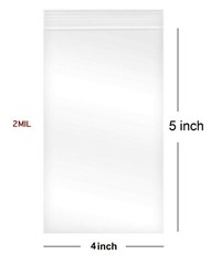 Clear Reclosable Plastic 2-Mil Ziplock Bags Poly Jewelry Zipper Baggies(4″x5″)