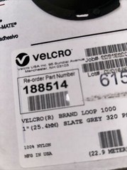 Velcro 188514 Loop 1000 – 1″ Slate Grey 320 PSA New – 25 Yards -Adhesive- 75Feet